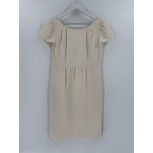 Abaete Vintage Dress Womens 6 Flawed with Tags Ivory White Silk Pleated Lined